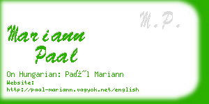 mariann paal business card